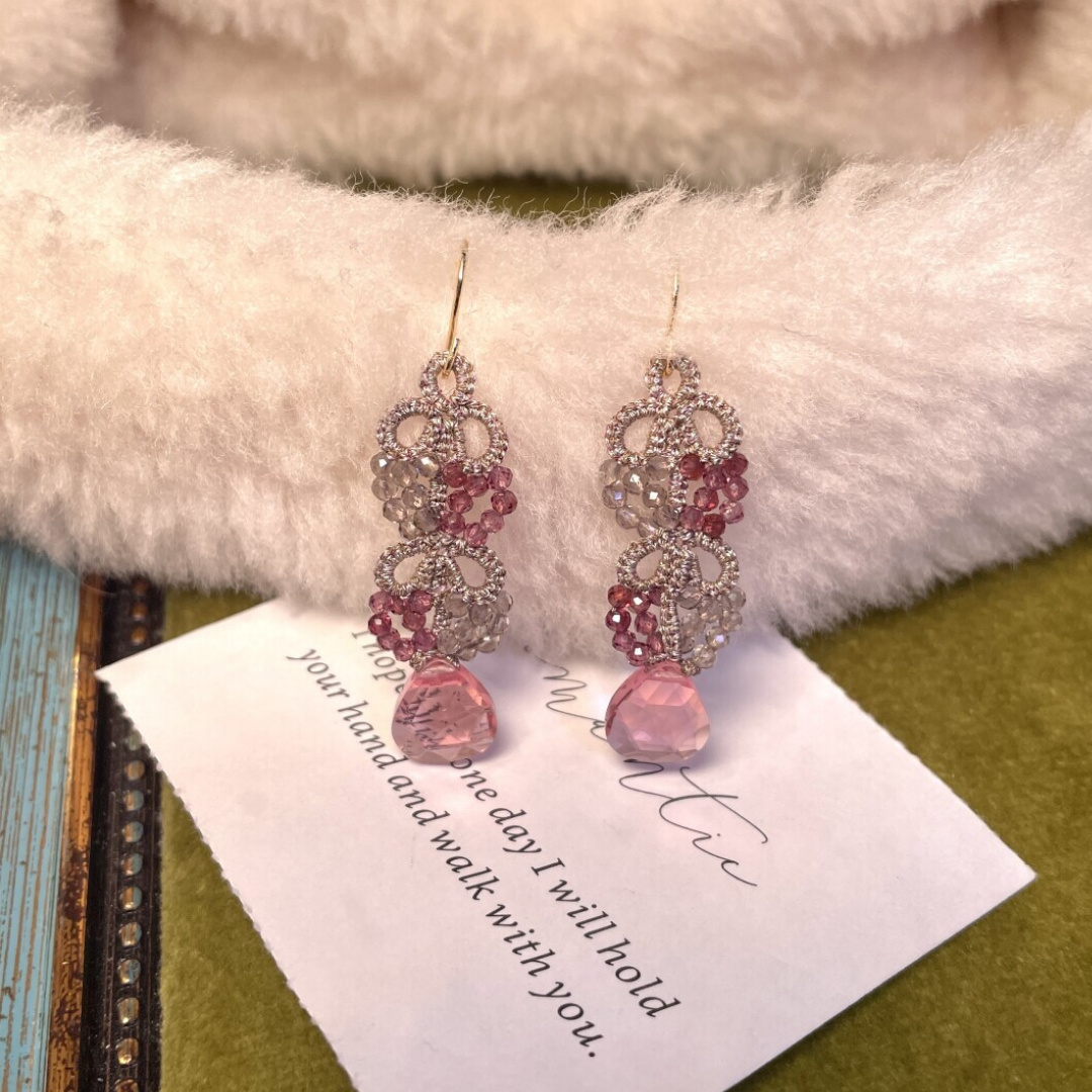 Vintage Teardrop Handwoven Tatting Earrings