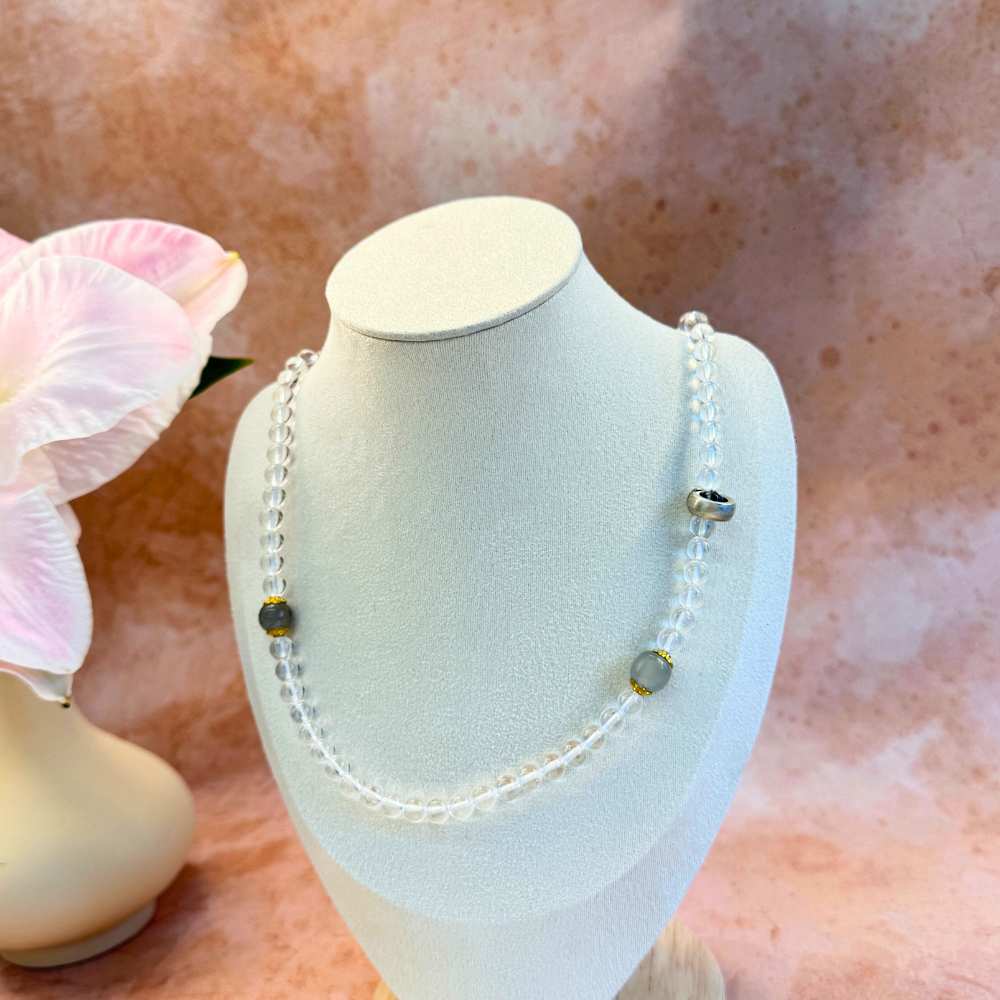 Moonstone Clear Quartz Sandalwood Serenity Bracelet