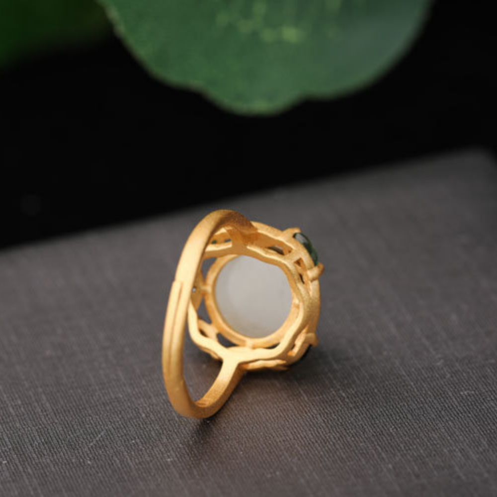 Hetian Jade Silver Prosperity Harmony Ring