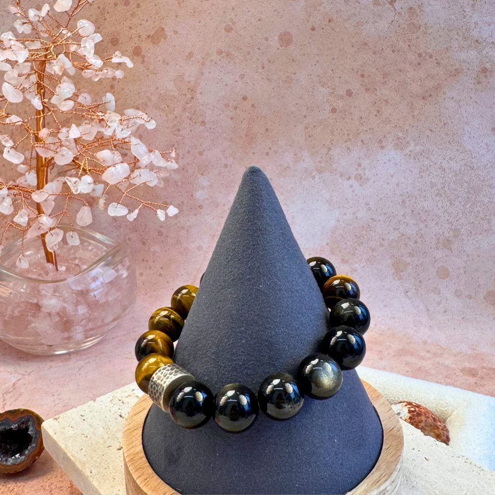 Golden Obsidian Tiger’s Eye Protection Bracelet