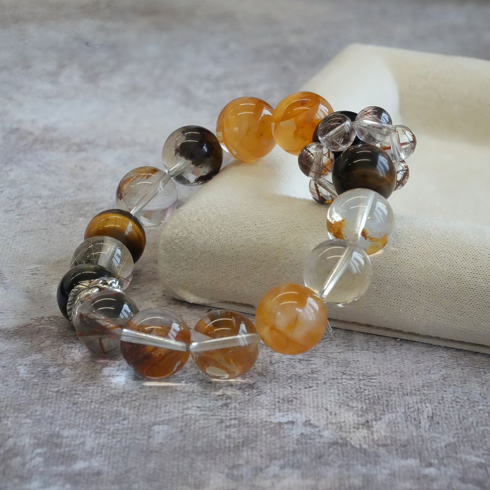 Red Jade Tiger Eye Smoky Quartz Protection Bracelet