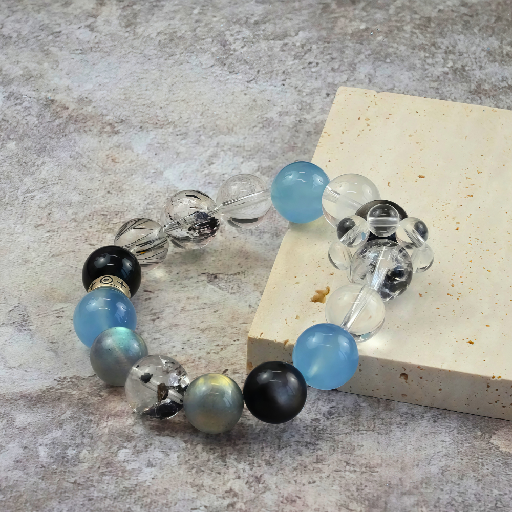 Aquamarine Labradorite Obsidian Balance Bracelet