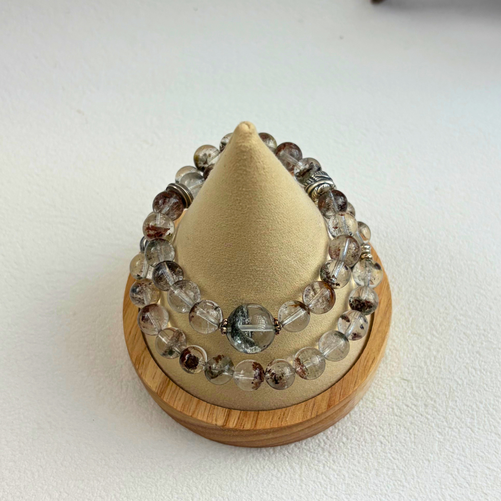 Green Phantom Quartz Silver Abundance Bracelet