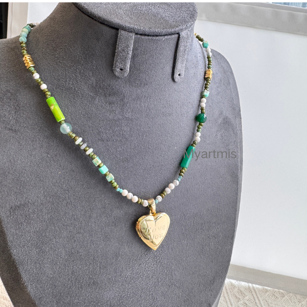 Natural Stone Beaded Necklace Stainless Steel Jewelry