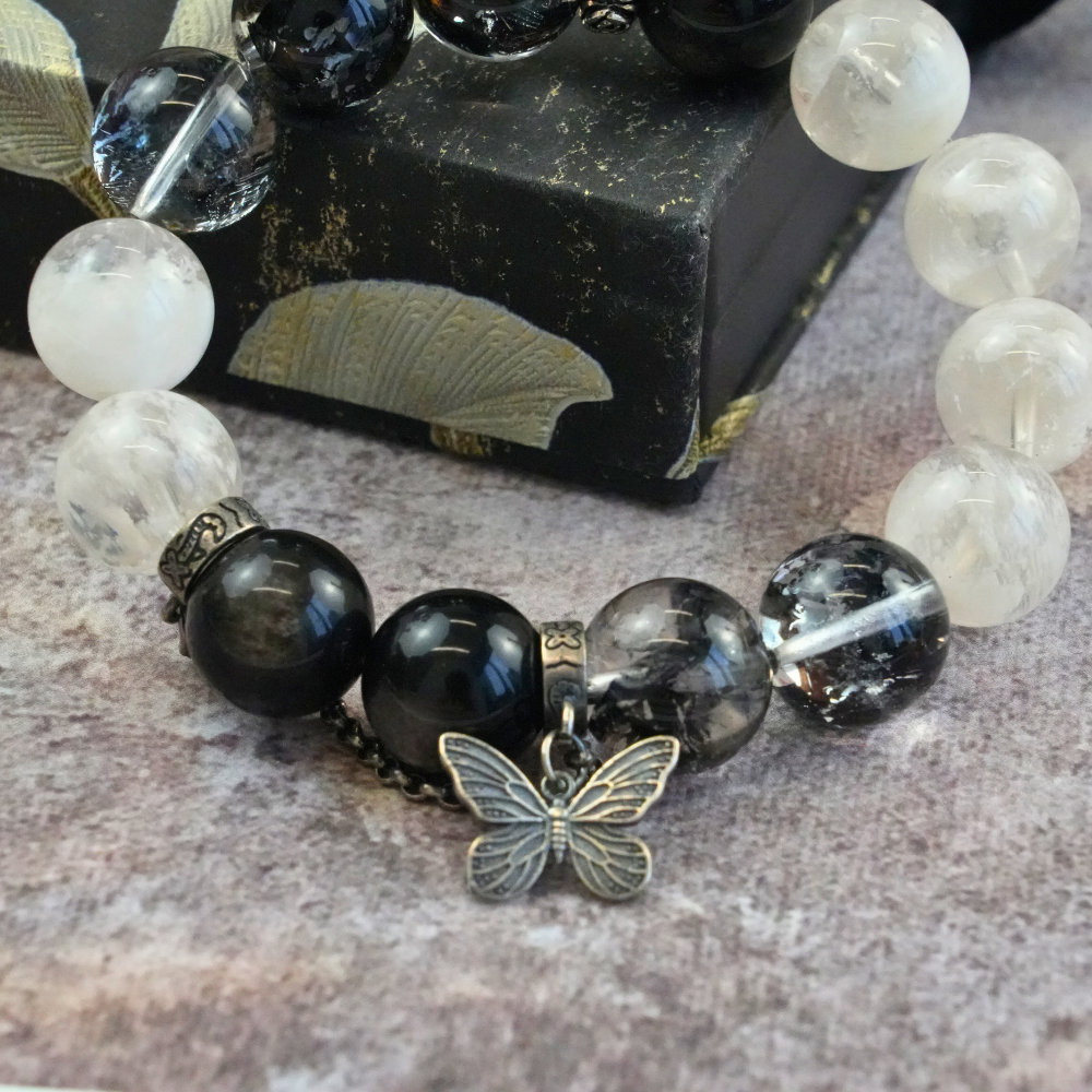 Obsidian Moonstone Tourmaline Balance Bracelet