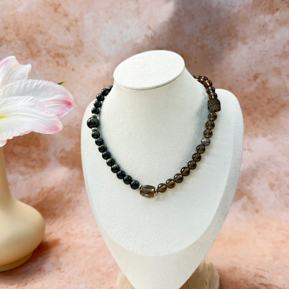 Smoky Quartz Obsidian Protection Bracelet