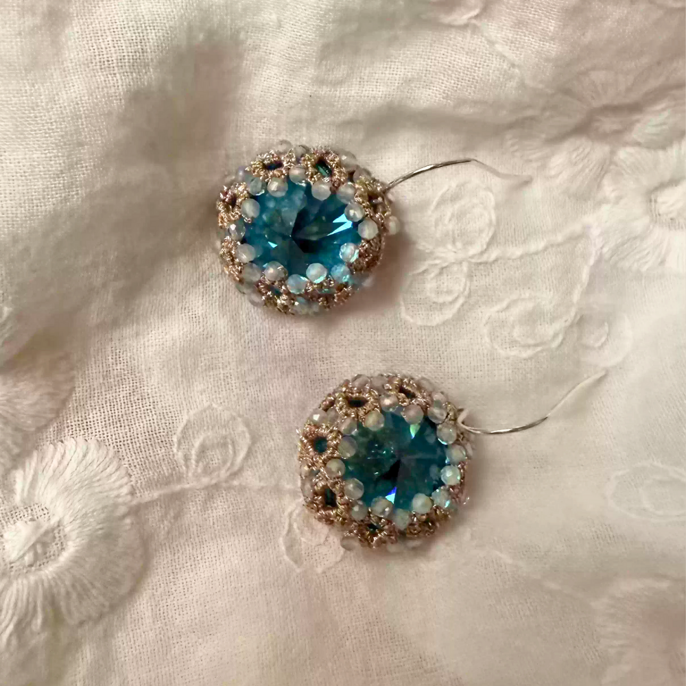 Handwoven Beaded Round Artisanal Drop Earrings