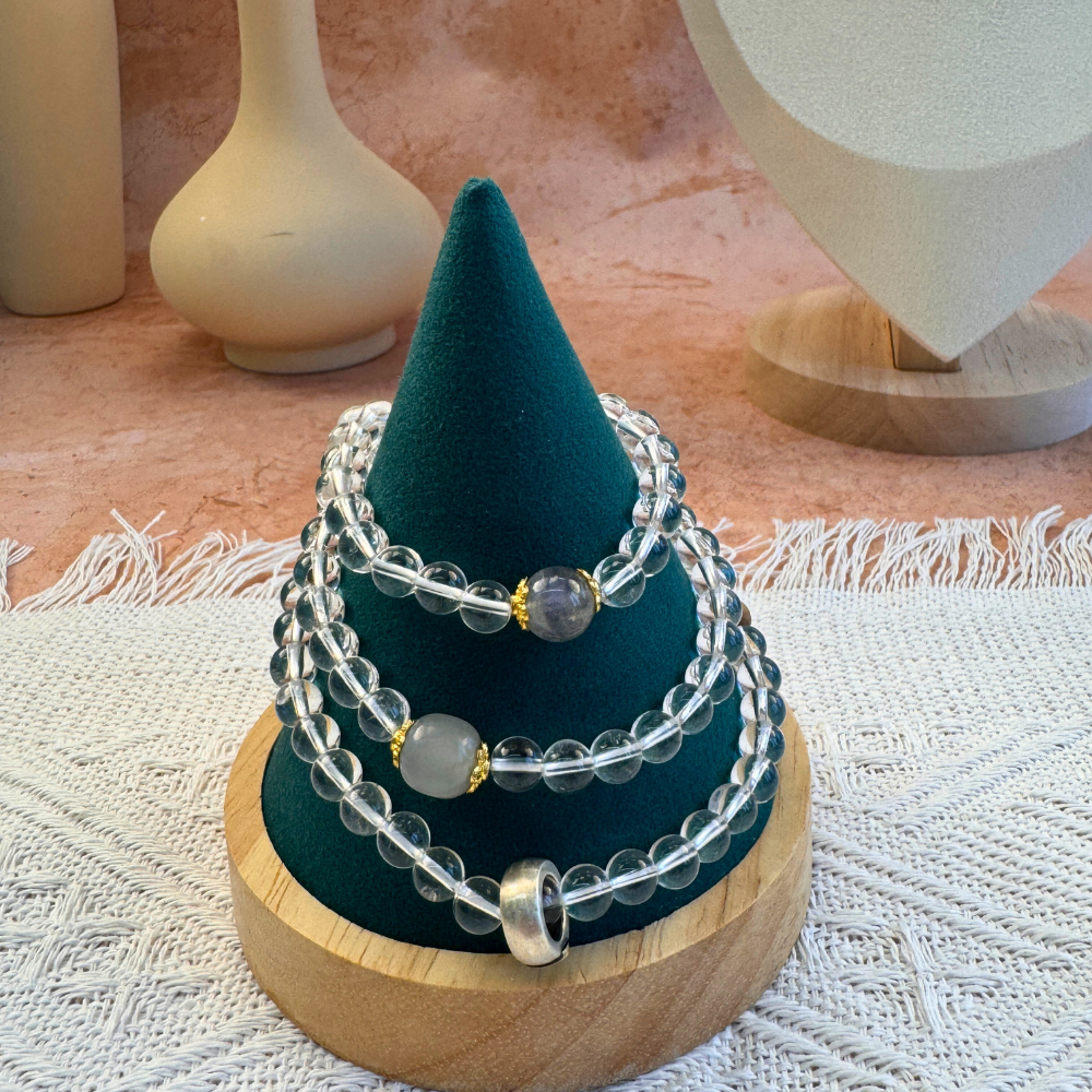 Moonstone Clear Quartz Sandalwood Serenity Bracelet