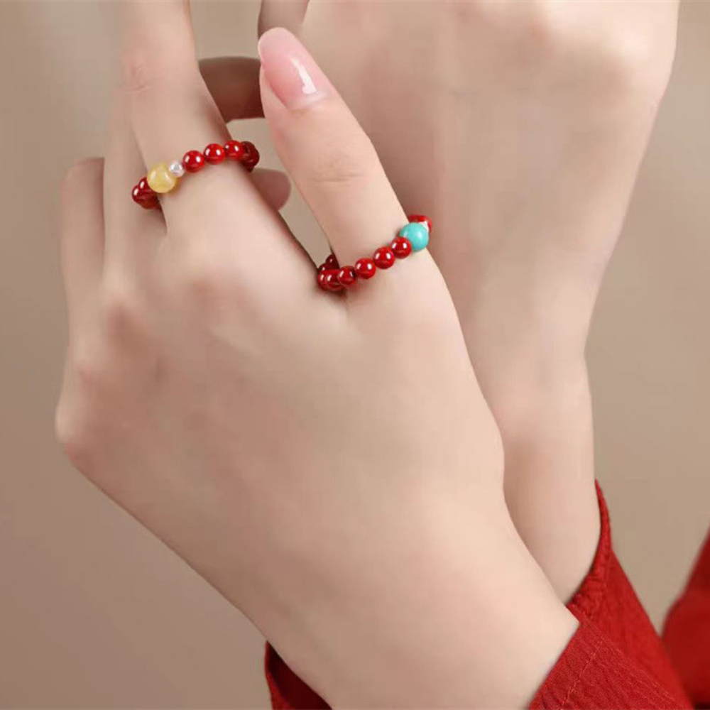 Turquoise Cinnabar Harmony Blessing Ring