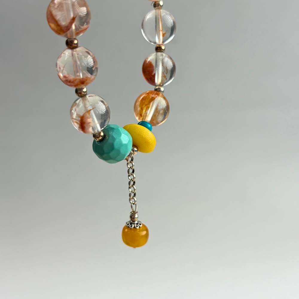 Golden Rutilated Quartz Amber Bracelet