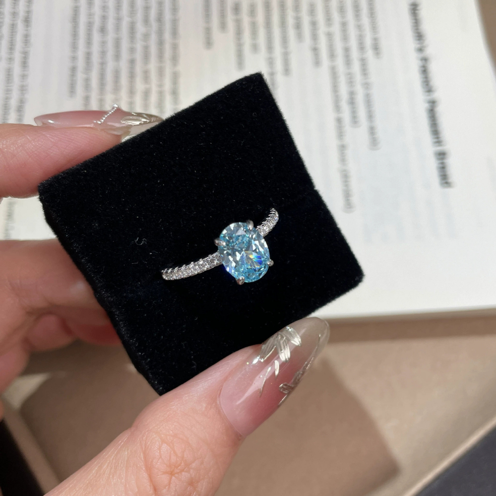 Aquamarine Silver Twist Serenity Healing Ring