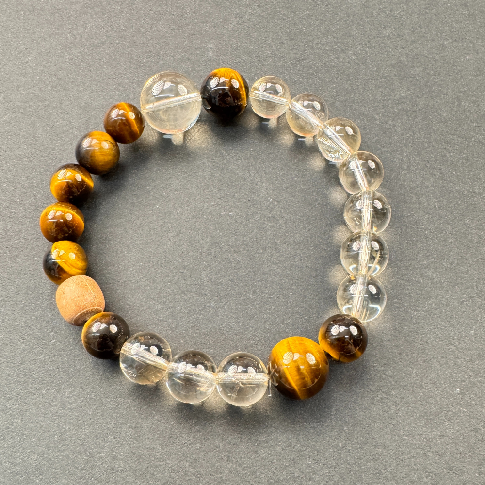 Tiger Eye Clear Quartz Confidence Bracelet