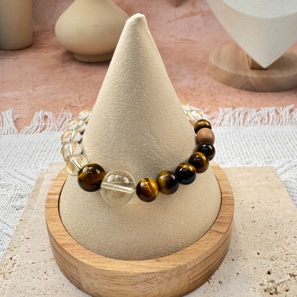Tiger Eye Clear Quartz Confidence Bracelet