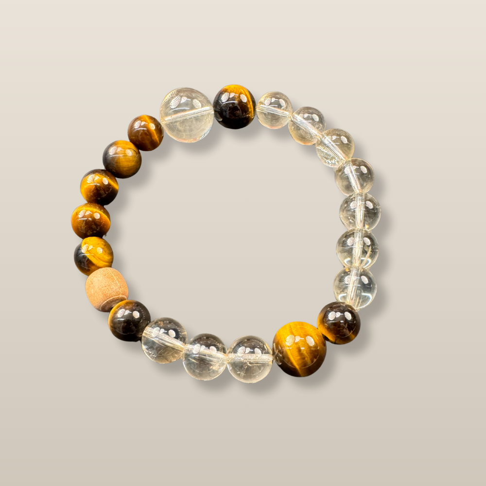 Tiger Eye Clear Quartz Confidence Bracelet