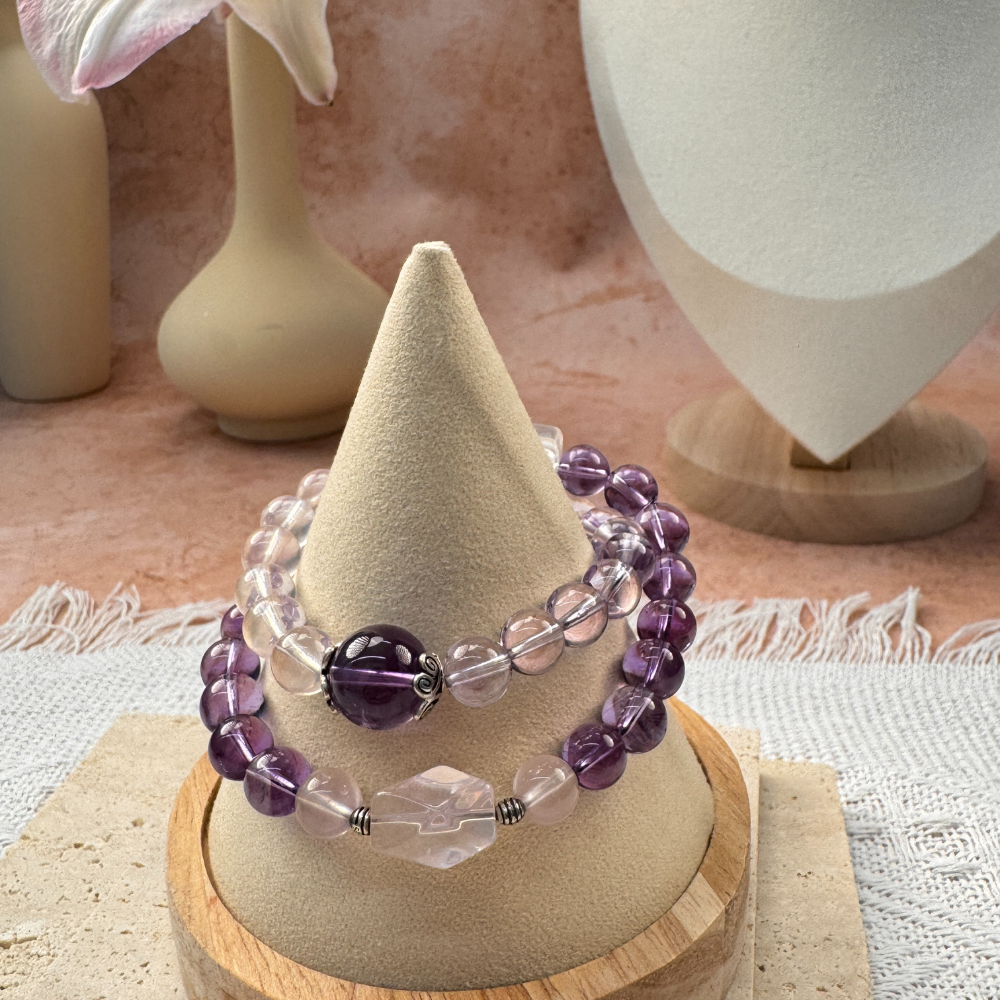 Amethyst Clear Quartz Clarity Balance Bracelet