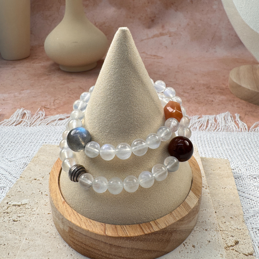 Aquamarine Garnet Moonstone Balance Bracelet