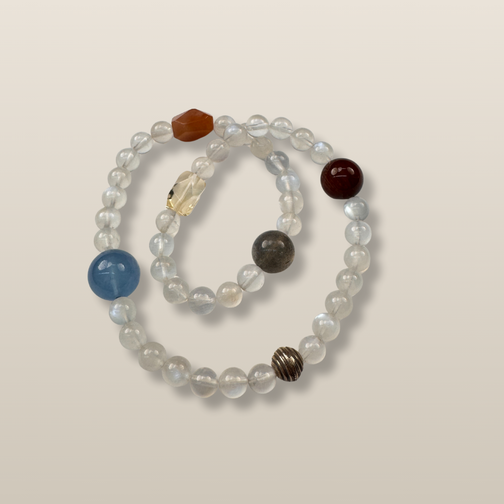 Aquamarine Garnet Moonstone Balance Bracelet
