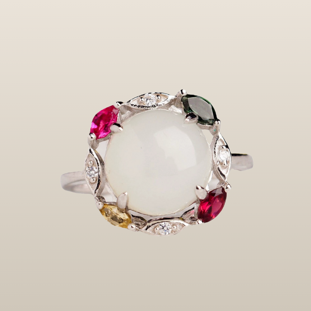 Hetian Jade Silver Prosperity Harmony Ring