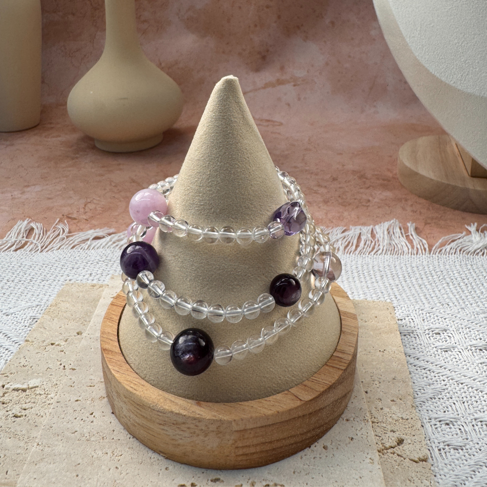 Amethyst Rose Quartz Clear Quartz Love Bracelet