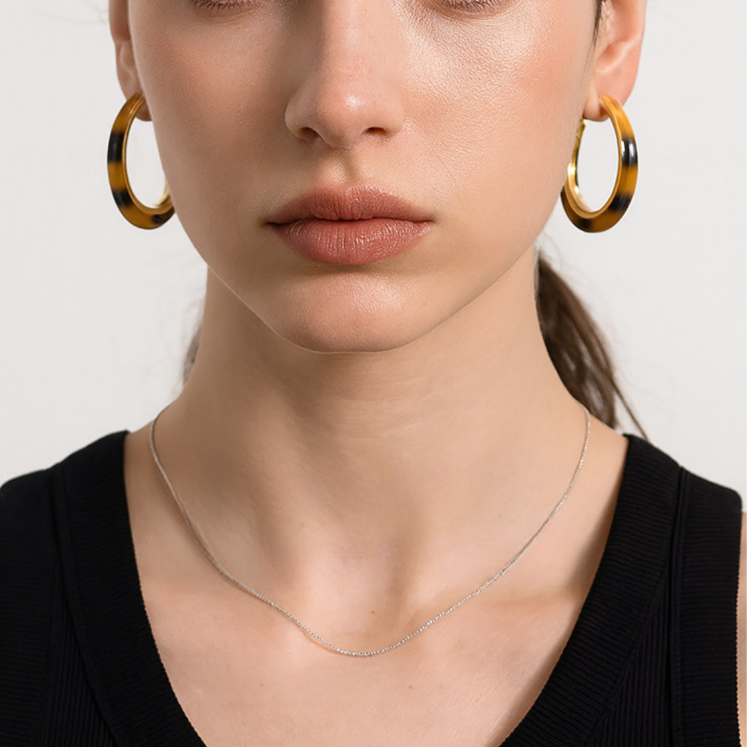 Vintage Tortoiseshell C-Shaped Hoop Statement Earrings