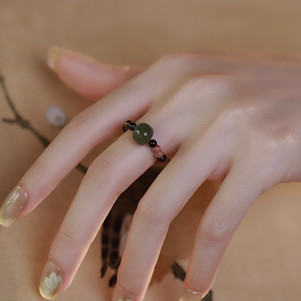 Tourmaline Hetian Jade Harmony Ring