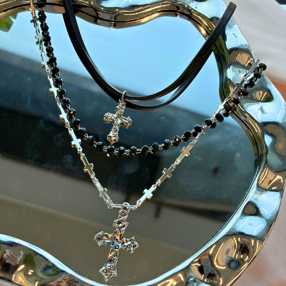 Metal Radiance Layered Cross Necklace