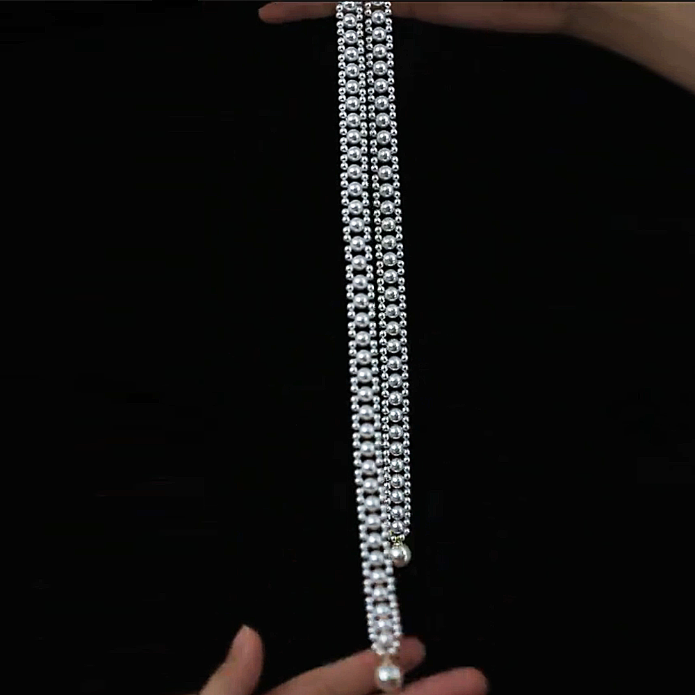 Handwoven Pearl Fringe Elegant Y Style Necklace