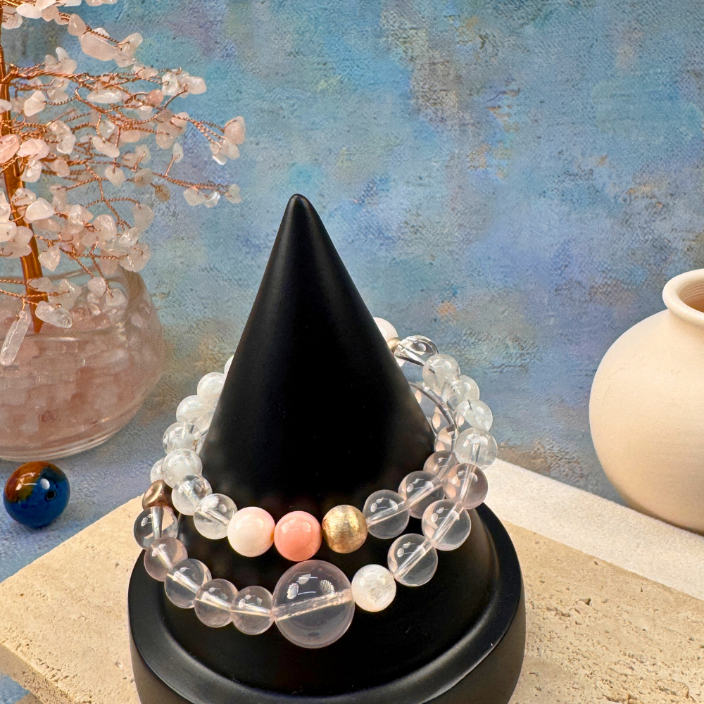 Rose Quartz Clear Quartz Agate Harmony Bracelet