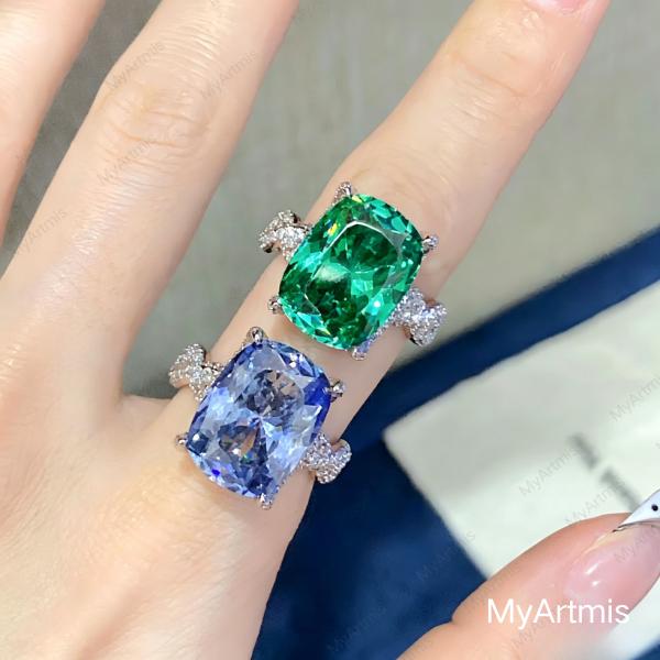 Luxurious Ice-Flower Cut Large Carat CZ Ring, Sparkling Radiant Stone Adjustable Statement Ring, Trendy Jewelry Gift for Her