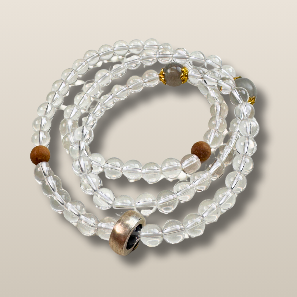 Moonstone Clear Quartz Sandalwood Serenity Bracelet