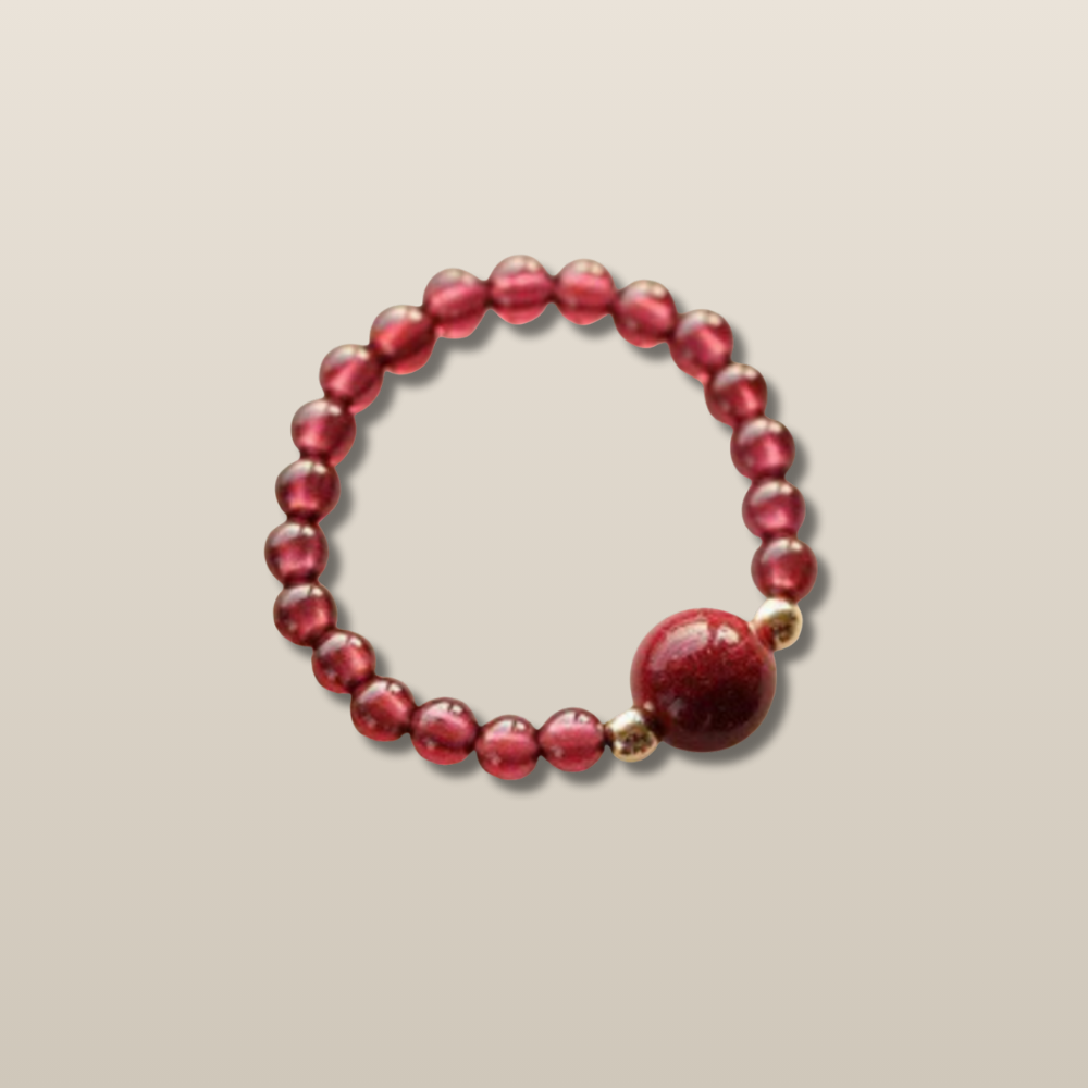 Garnet Vital Spark Adjustable Beaded Ring