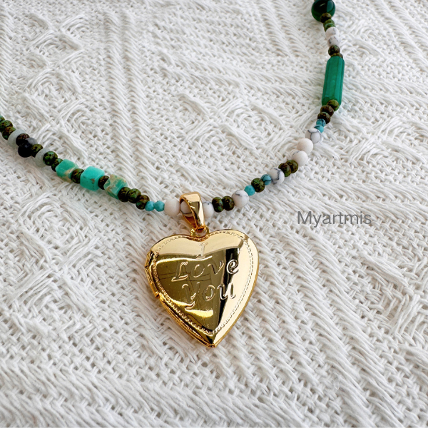 Natural Stone Beaded Necklace Stainless Steel Jewelry