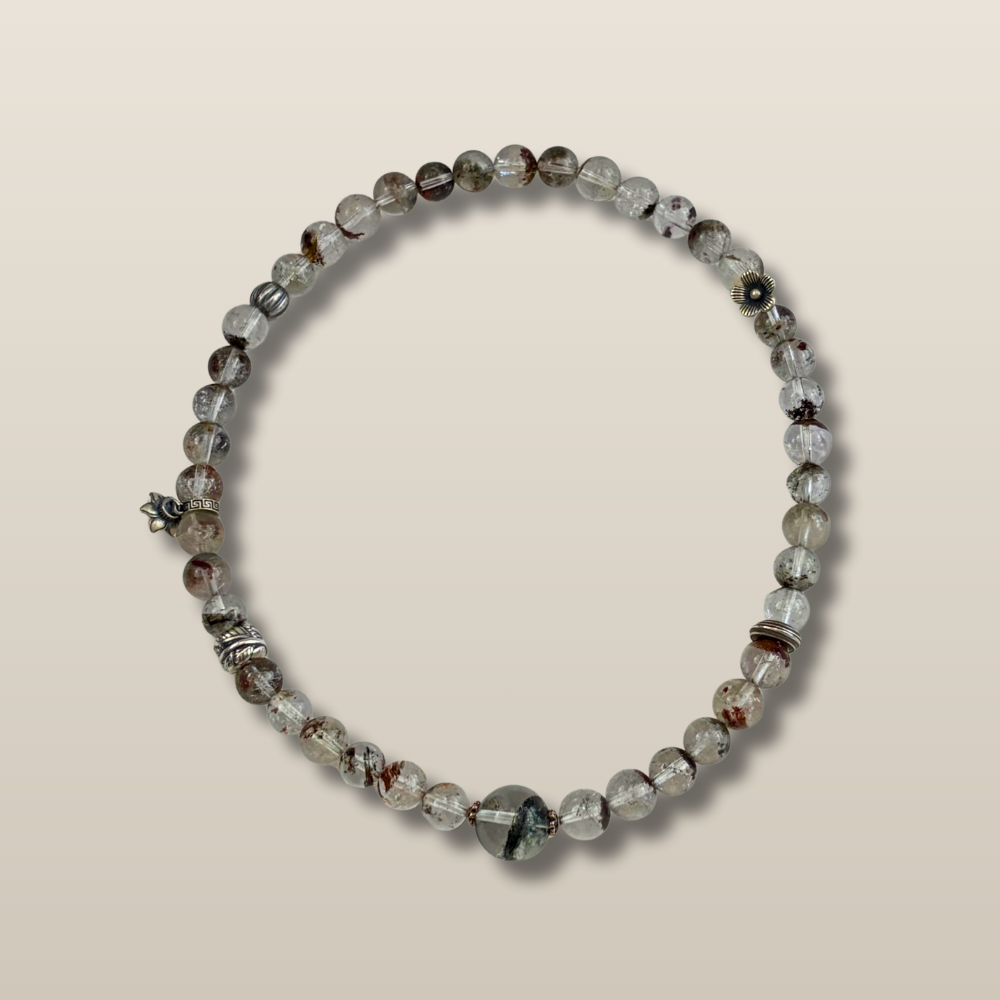 Green Phantom Quartz Silver Abundance Bracelet