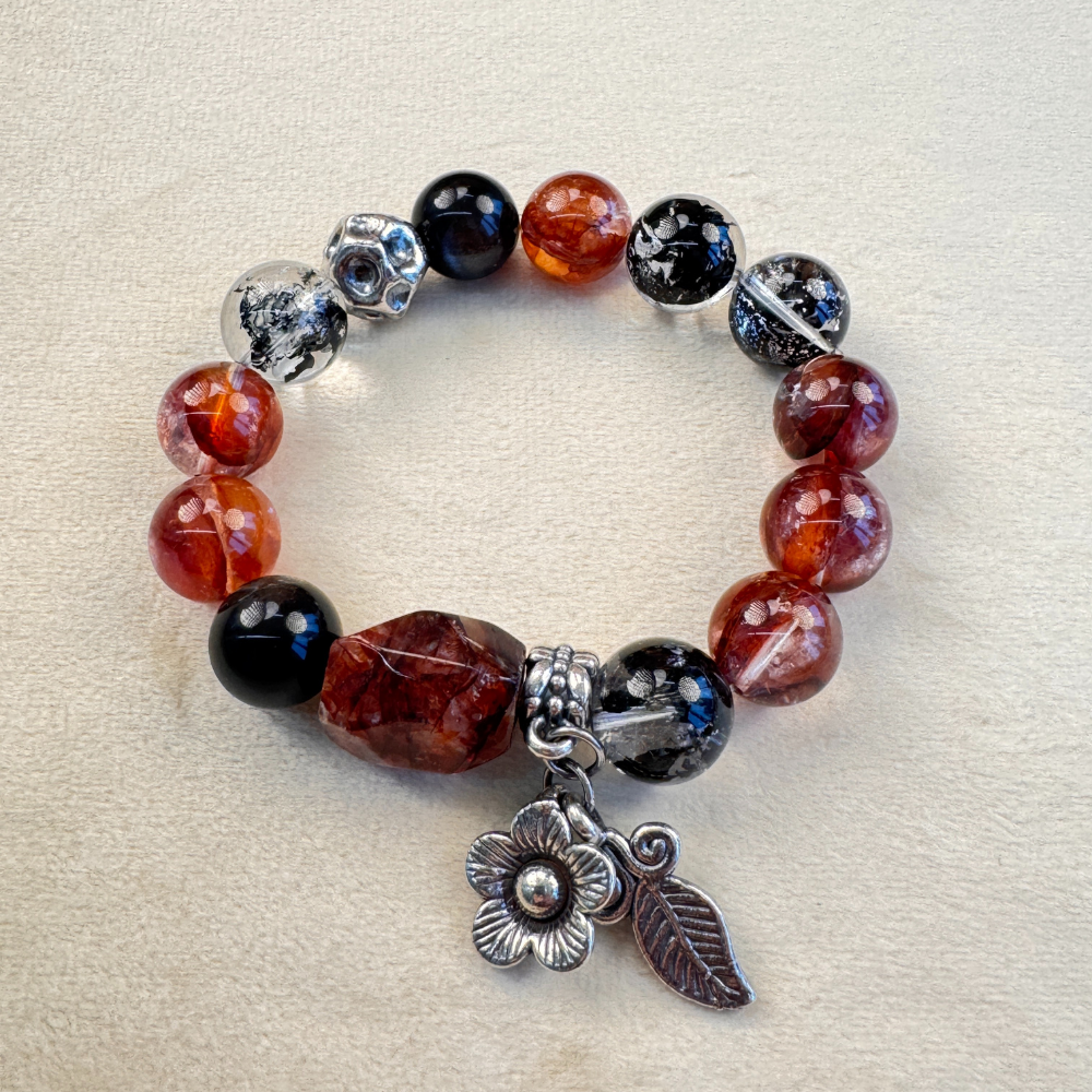 Red Rutilated Quartz Garnet Balance Bracelet