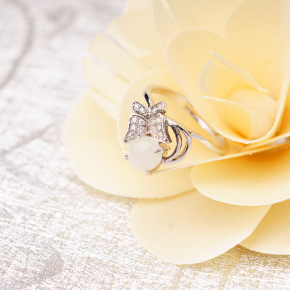Jade Clear Quartz Serenity Butterfly Ring
