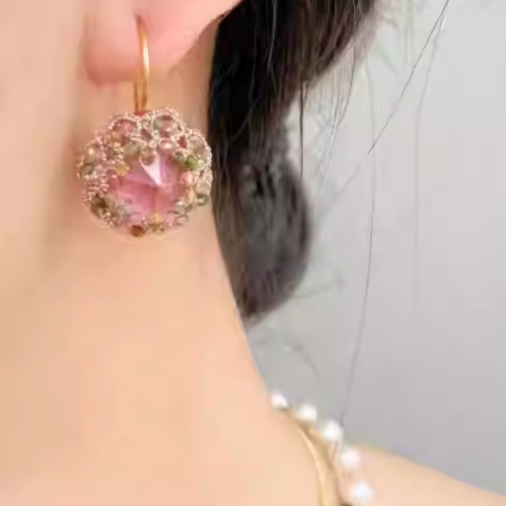 Handwoven Beaded Round Artisanal Drop Earrings