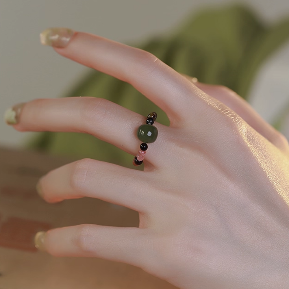 Tourmaline Hetian Jade Harmony Ring