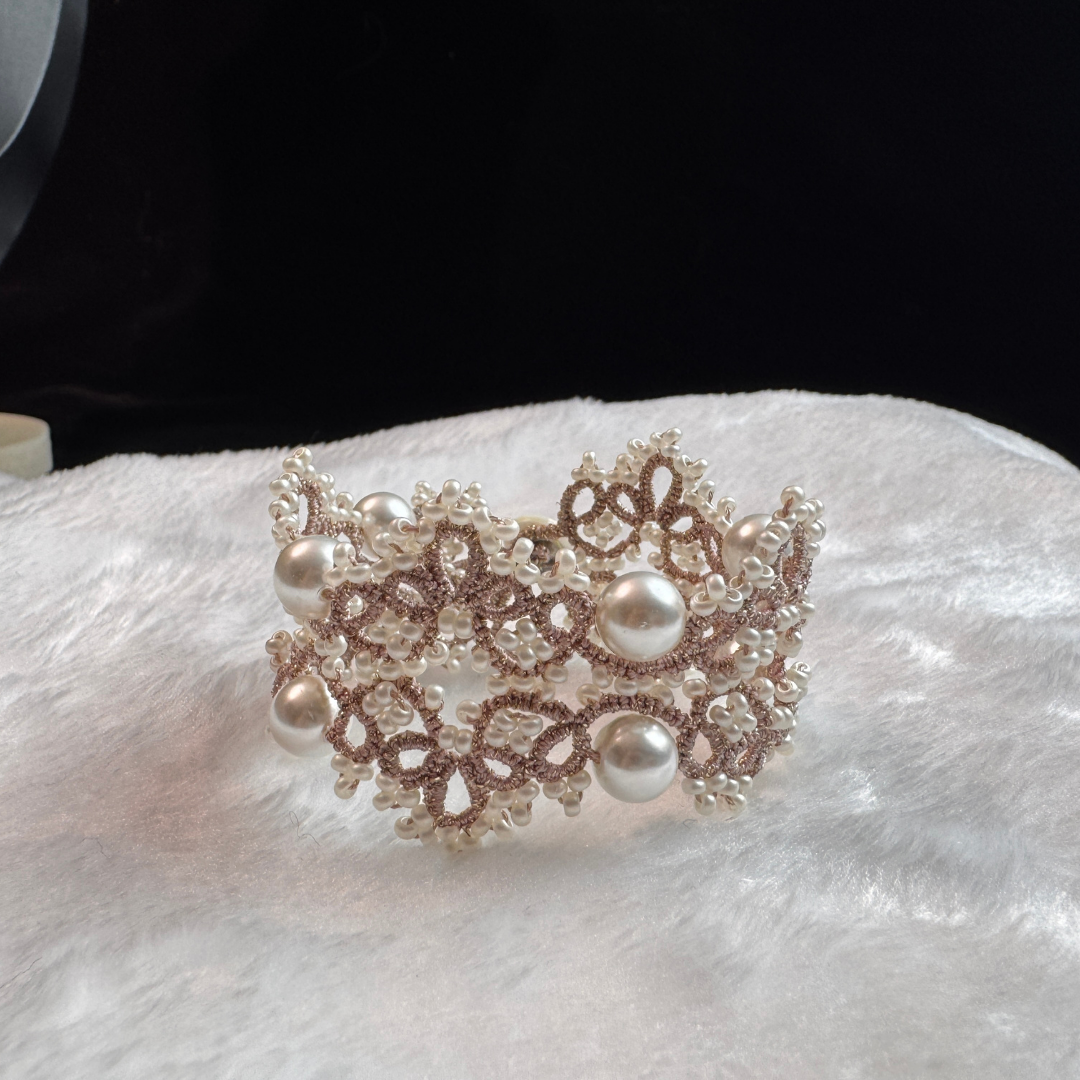 Handwoven Pearl Lace Adjustable Delicate Beaded Details Ring