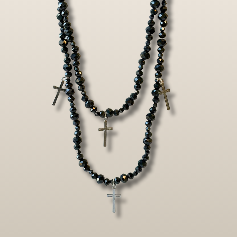 Metal Radiance Protection Layered Cross Necklace