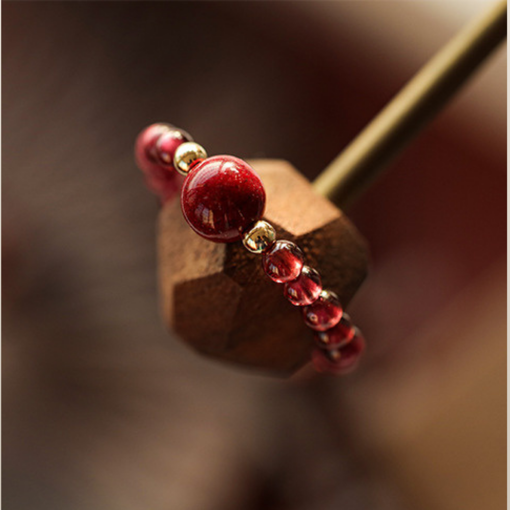 Garnet Vital Spark Adjustable Beaded Ring