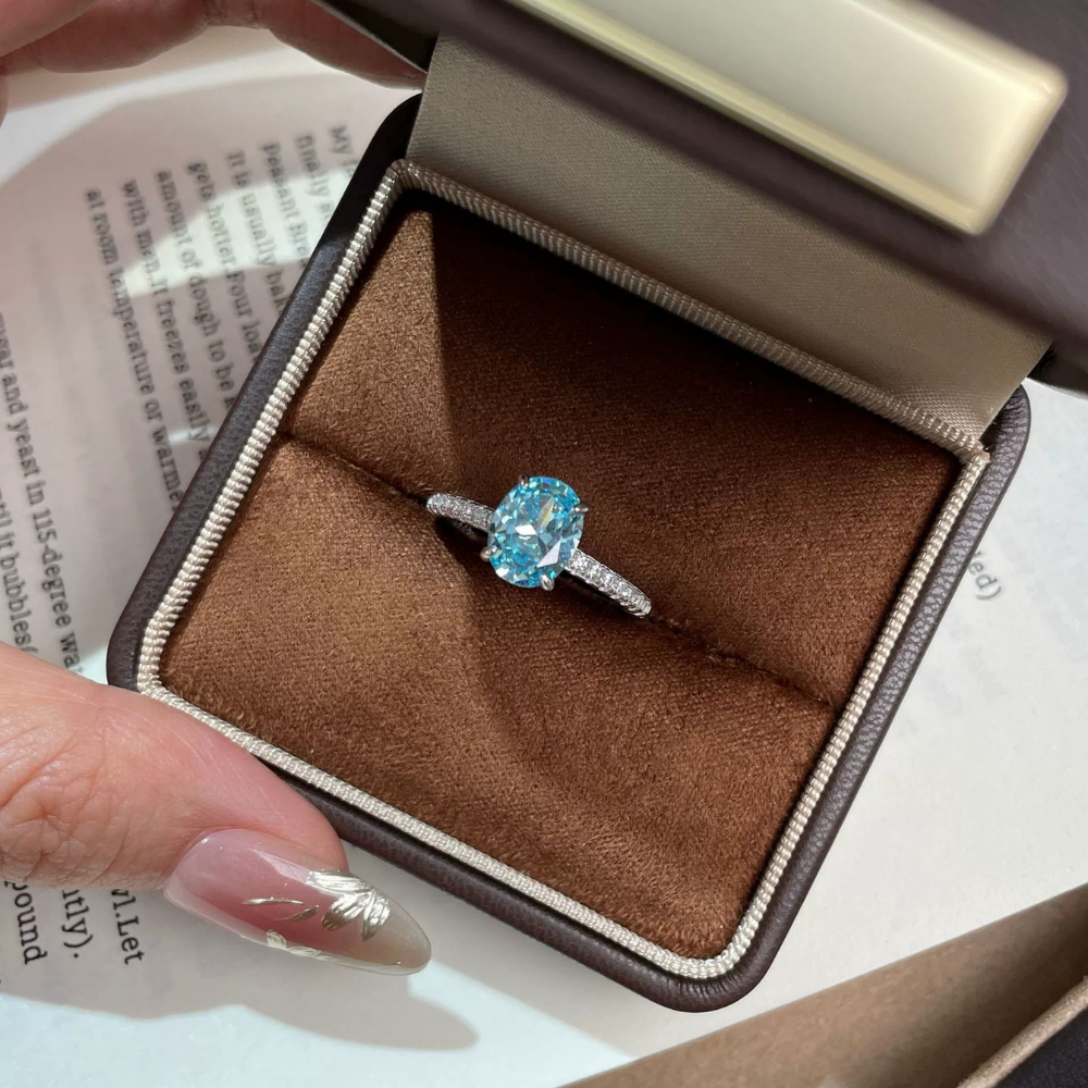 Aquamarine Silver Twist Serenity Healing Ring