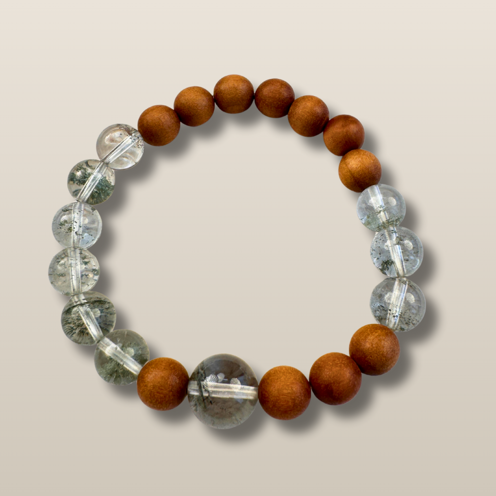 Green Phantom Quartz Sandalwood Balance Bracelet