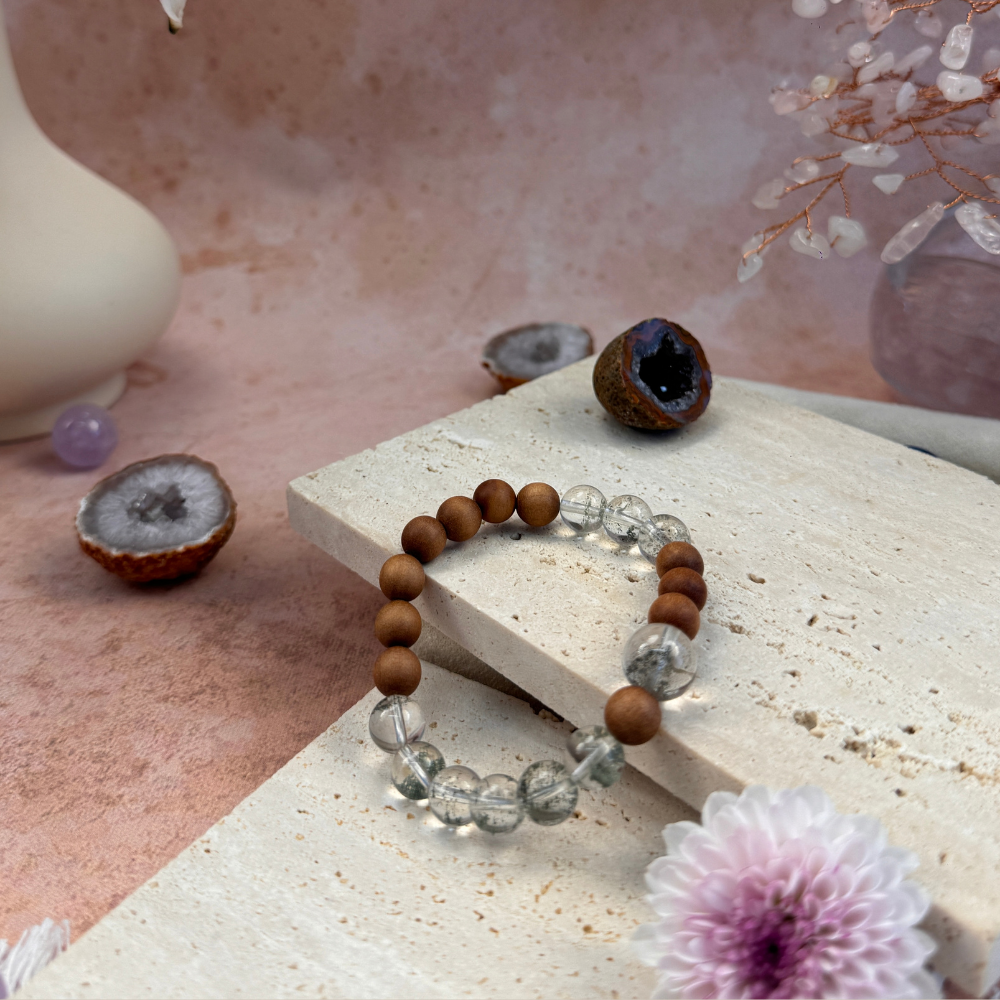 Green Phantom Quartz Sandalwood Balance Bracelet