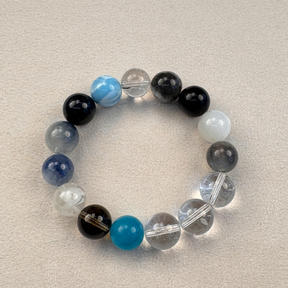 Blue Apatite Kyanite Obsidian Balance Bracelet