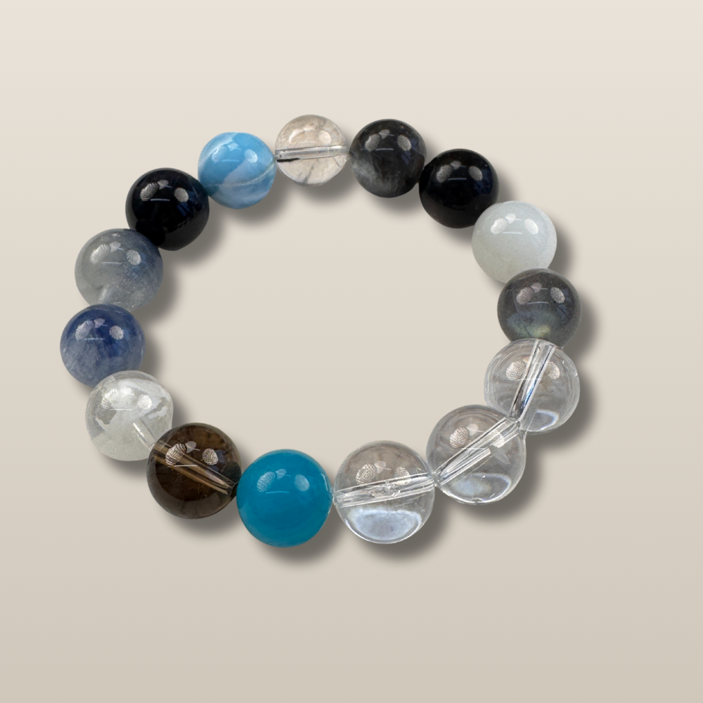 Blue Apatite Kyanite Obsidian Balance Bracelet