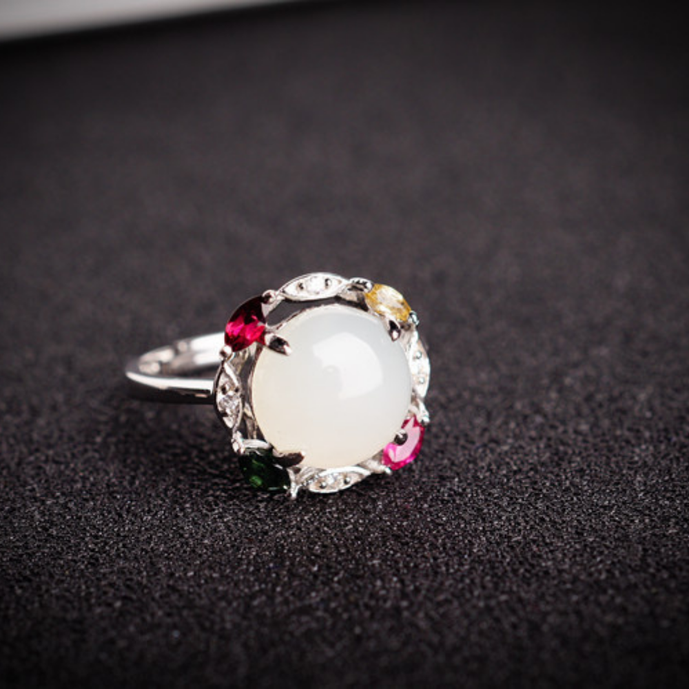 Hetian Jade Silver Prosperity Harmony Ring