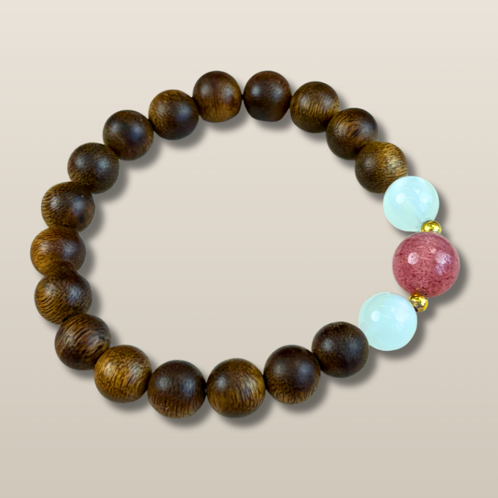 Strawberry Quartz White Agate Serenity Bracelet