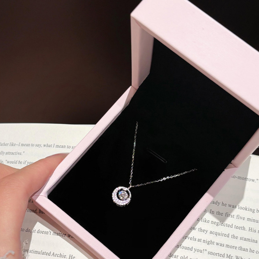 Dancing Heart Rotating Diamond Sterling Pendant Necklace