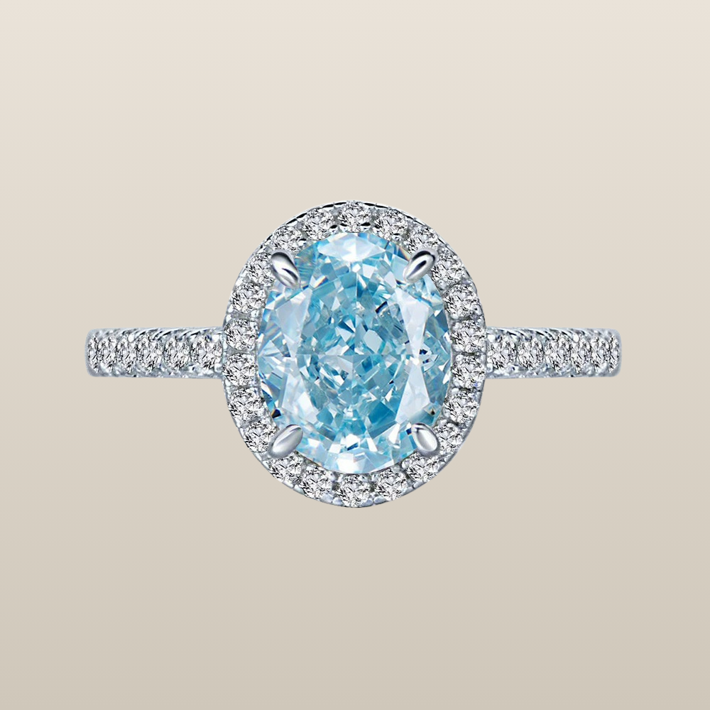 Aquamarine Silver Halo Serenity Healing Ring