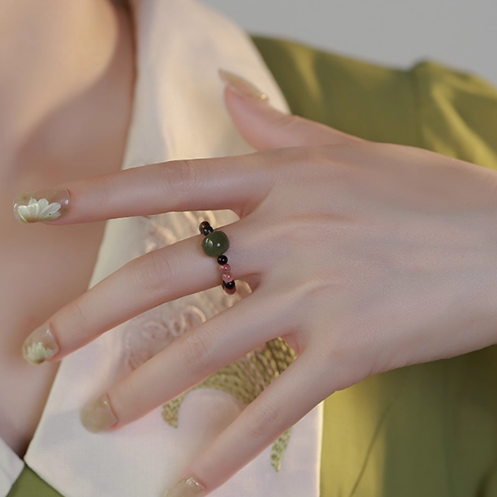 Tourmaline Hetian Jade Harmony Ring